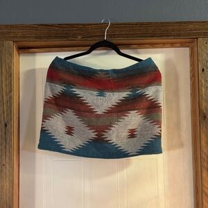 American Eagle Outfitters Red and Blue Patterned Mini Skirt